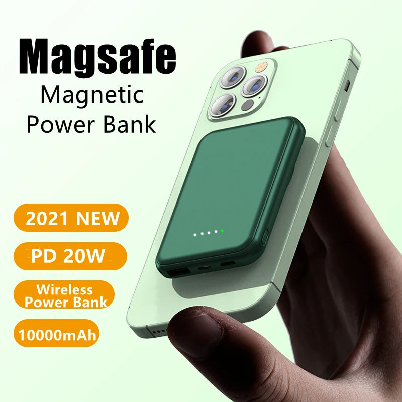 10000mAh Magnetic Wireless Power Bank 20W USB-C Fast Charger Portable

