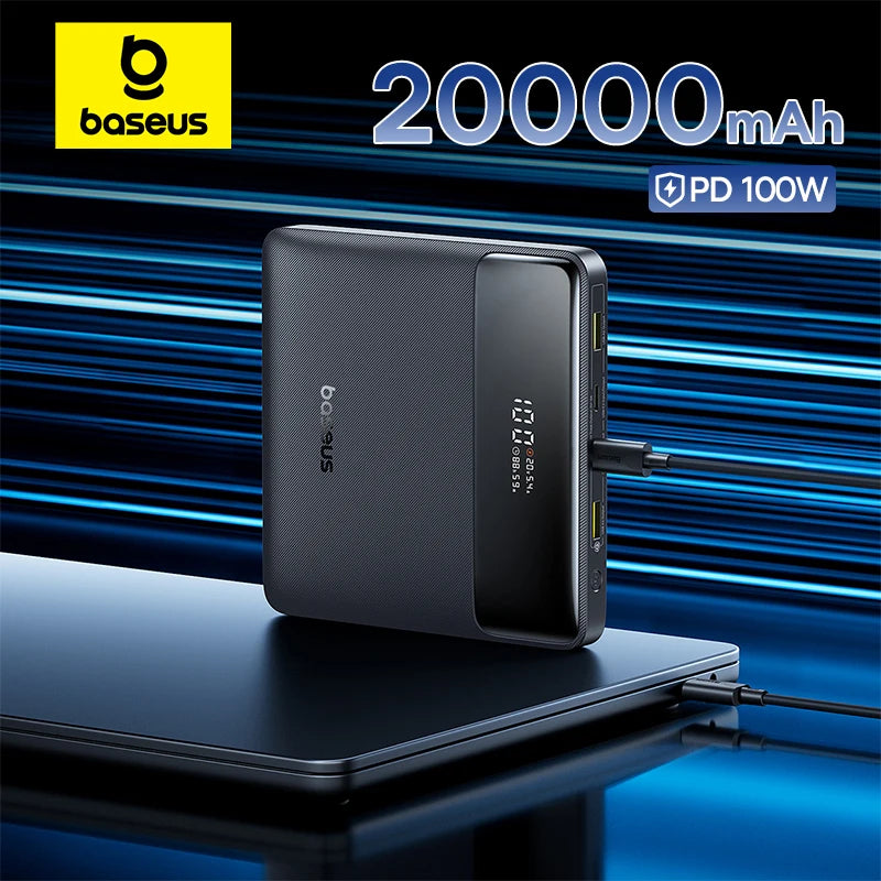 Baseus 100W 20000mAh Power Bank PD Fast Charging for Laptops & Phones