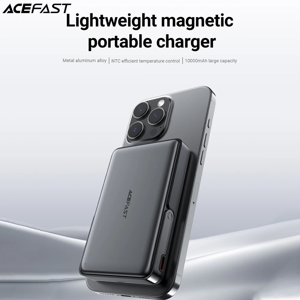 ACEFAST 10000mAh Magnetic Wireless Power Bank with Foldable Bracket | PD20W/22.5W USB-C Fast Charging for iPhone 16/15 & Samsung S24/S25 Mobile Arcade Ltd