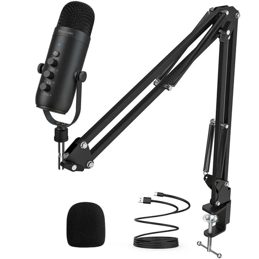 Haomuren USB Condenser Microphone Kit with Boom Arm for Streaming Mobile Arcade Ltd