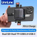Unnlink 8-in-1 Magnetic USB-C Dock with Dual SD/TF, USB 3.0 & PD 3.0 Charging