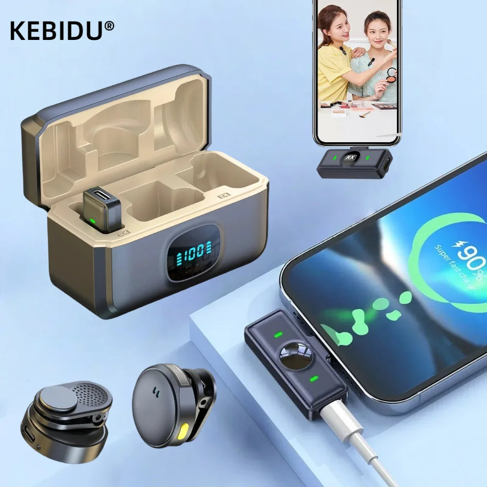 2.4G Wireless Lavalier Microphone with Charging Case for Smartphone