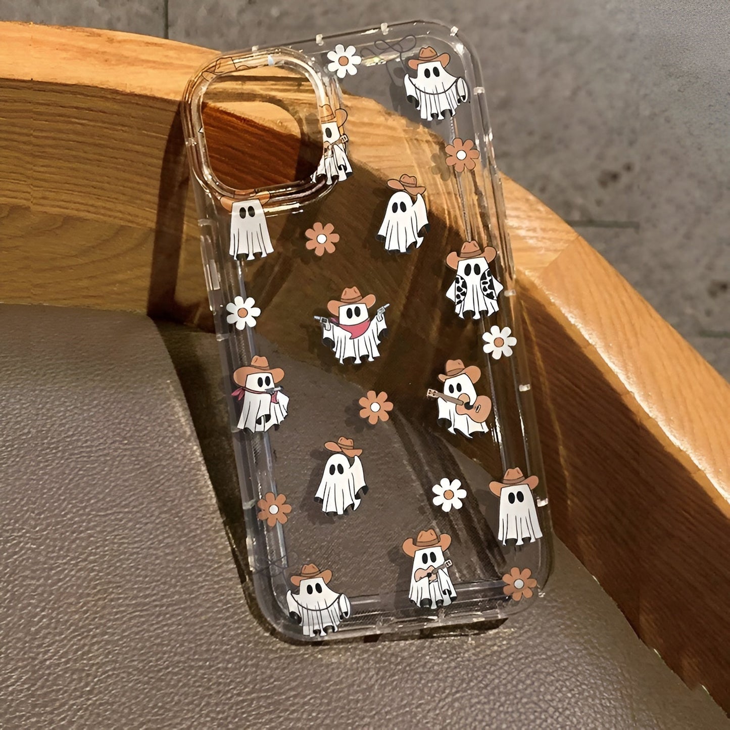 Cute Halloween Pumpkin Ghost Clear Phone Case For iPhone 17 16 15 14 13 12 Mobile Arcade Ltd