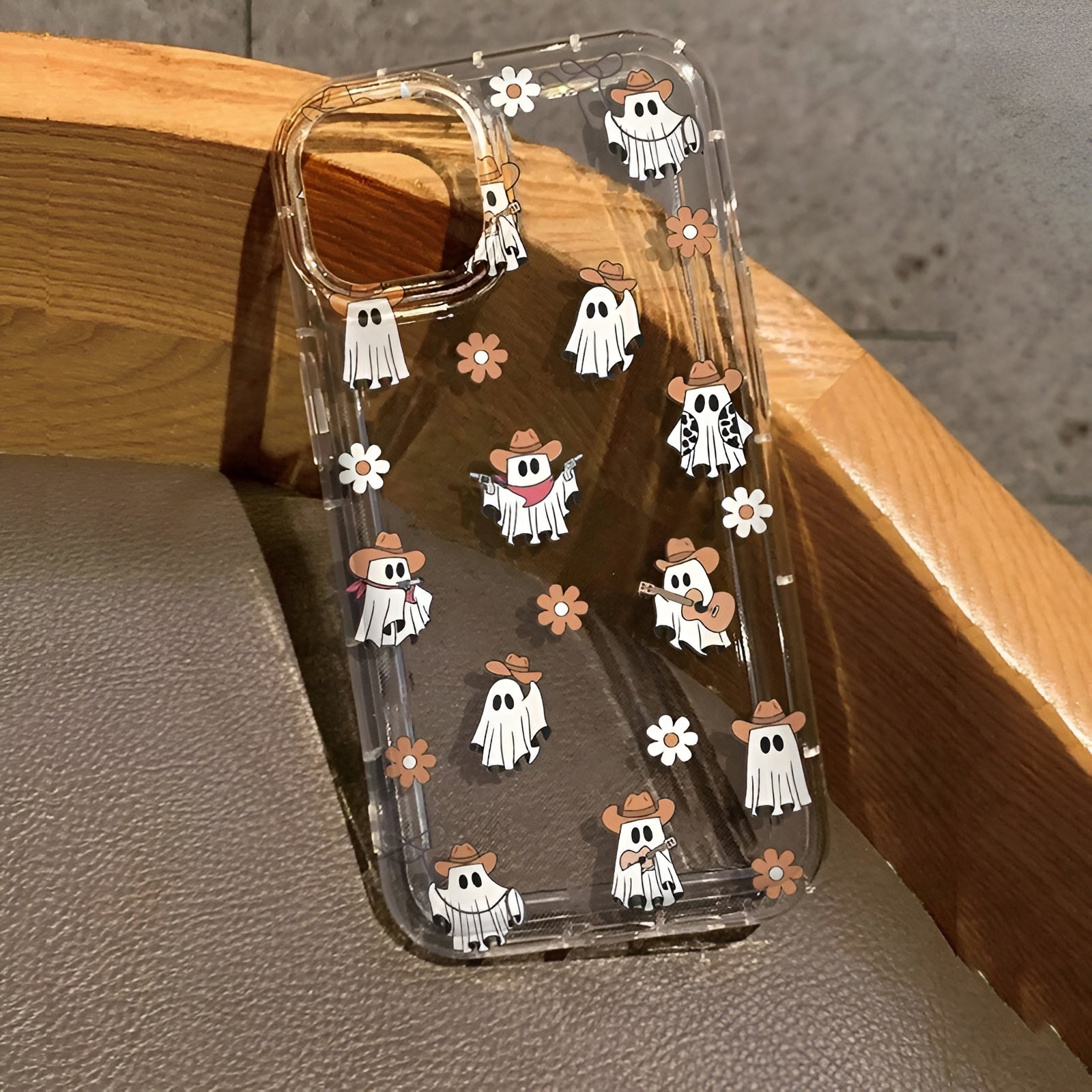 Cute Halloween Pumpkin Ghost Clear Phone Case For iPhone 17 16 15 14 13 12 Mobile Arcade Ltd