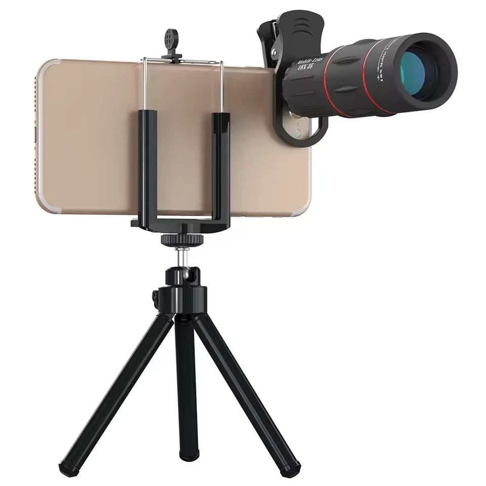 Universal 18X Telephoto Zoom Lens with Tripod & Phone Holder for Smartphones Mobile Arcade Ltd