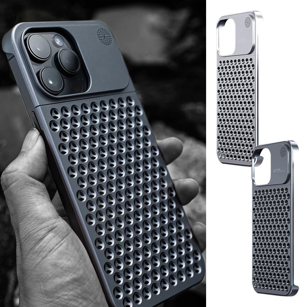 Aluminum Alloy Phone Case For 14 13 Pro Max Plus Hollow Heat Dissipation Anti-fall Full Body Shockproof Phone Cove Mobile Arcade Ltd