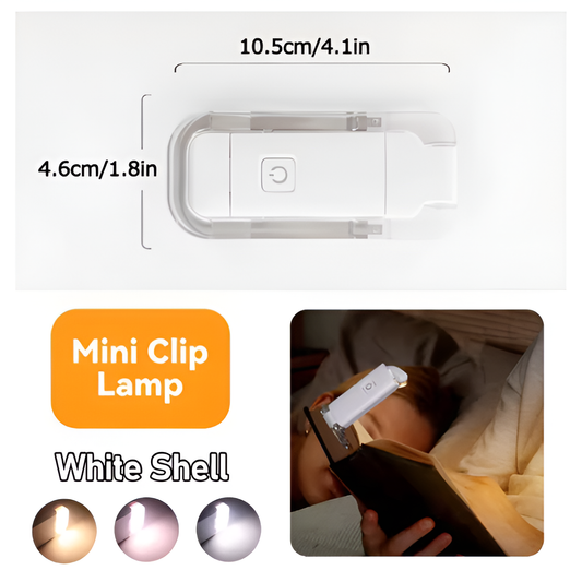 Mini Book Light LED USB Rechargeable Reading Lamp Clip-On Eye Protection