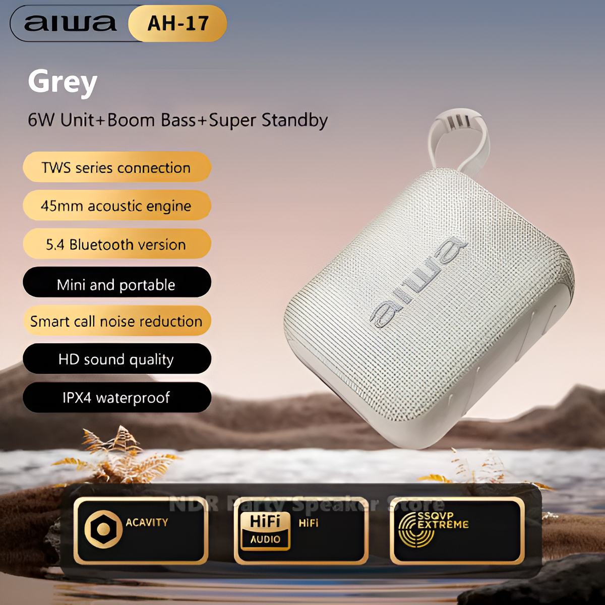AH-17 Portable Bluetooth 5.4 Speaker – TWS Waterproof Subwoofer for Shower Mobile Arcade Ltd