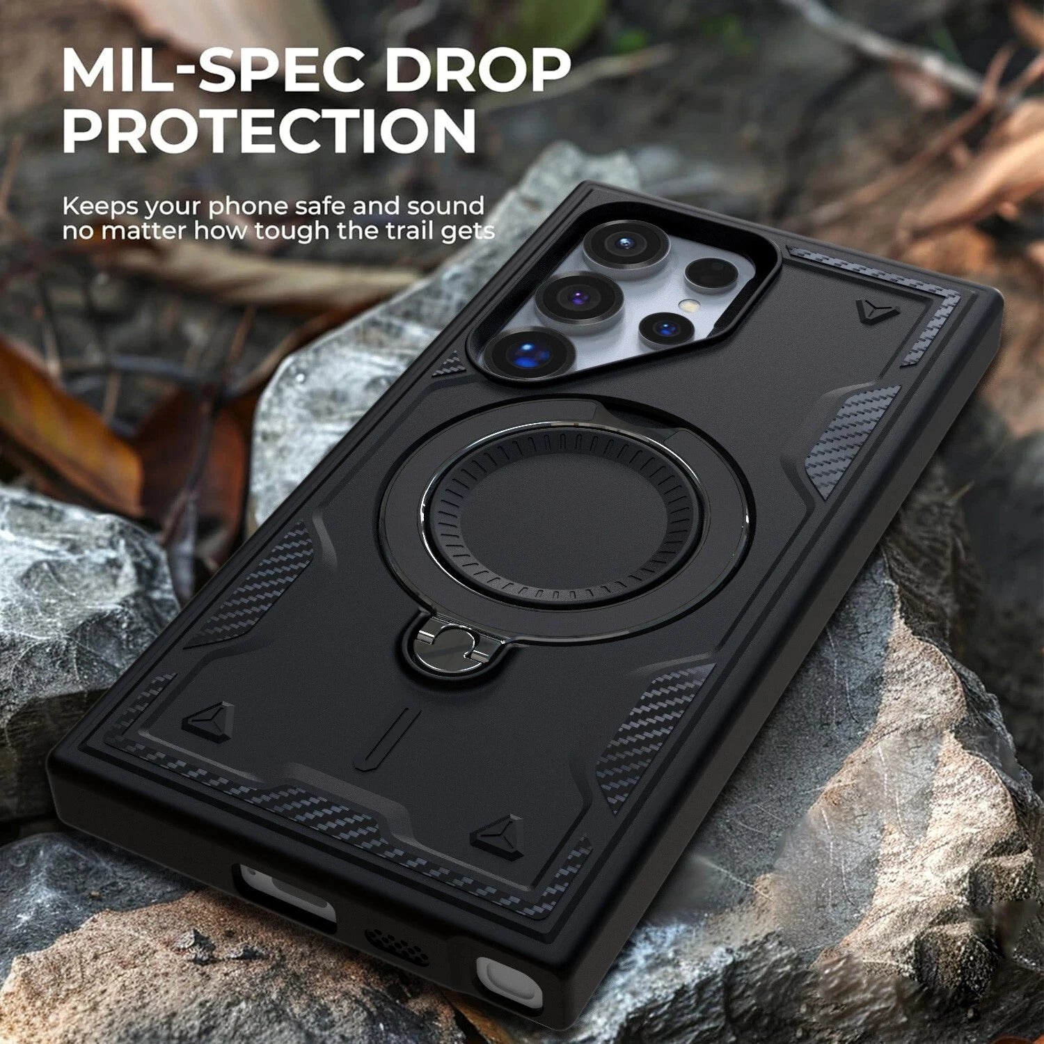 Samsung S25 Ultra Rugged Case with Magnetic Kickstand & Ring Holder Cover Mobile Arcade Ltd