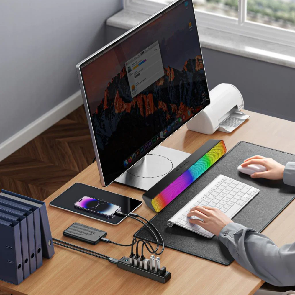 RGB Deep Bass Wireless Portable Speaker, USB-C, 7 Light Modes Mobile Arcade Ltd