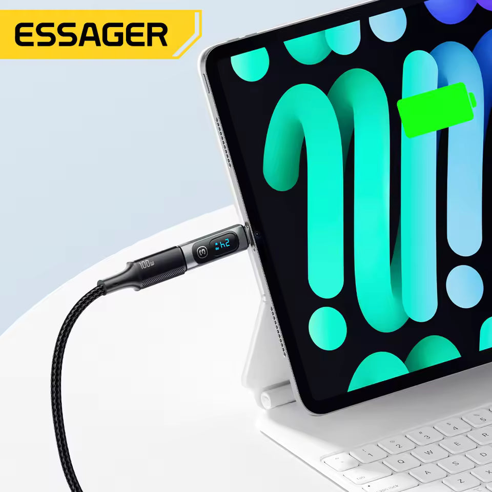 Essager 240W USB-C Adapter with Digital Display, OTG, 100W PD – Type-C to C Mobile Arcade Ltd