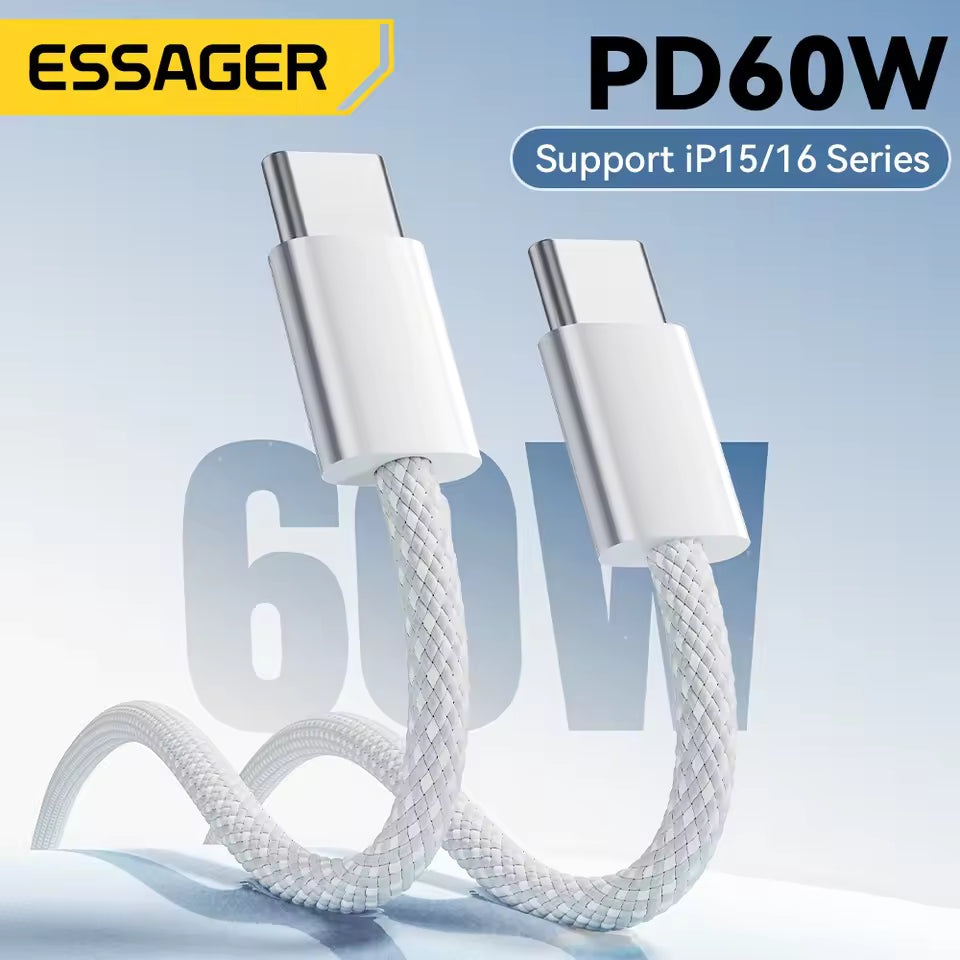 Essager 60W USB-C Fast Charging Cable for iPhone 16/15, MacBook, Xiaomi & iPad Mobile Arcade Ltd