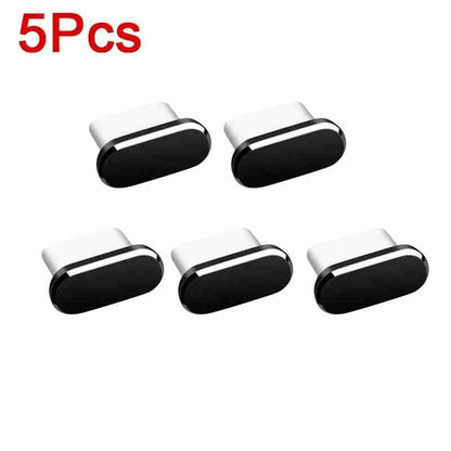5PCS Type-C Metal Dust Plugs | Universal Charging Port Anti-Dust Stoppers Mobile Arcade Ltd