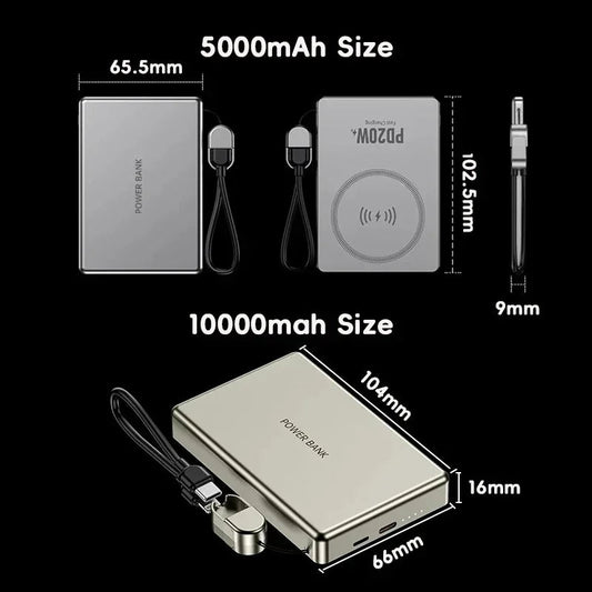 10000mAh Ultra Slim Magnetic Wireless Power Bank PD20W with Cable MobileArcadeLtd