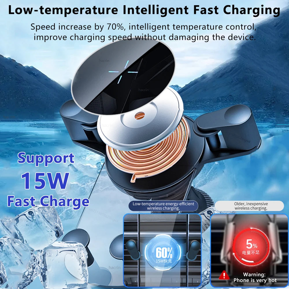 Car Wireless Charger & Phone Holder – Fast Charging for iPhone 17–12, Galaxy S25–S23 Mobile Arcade Ltd