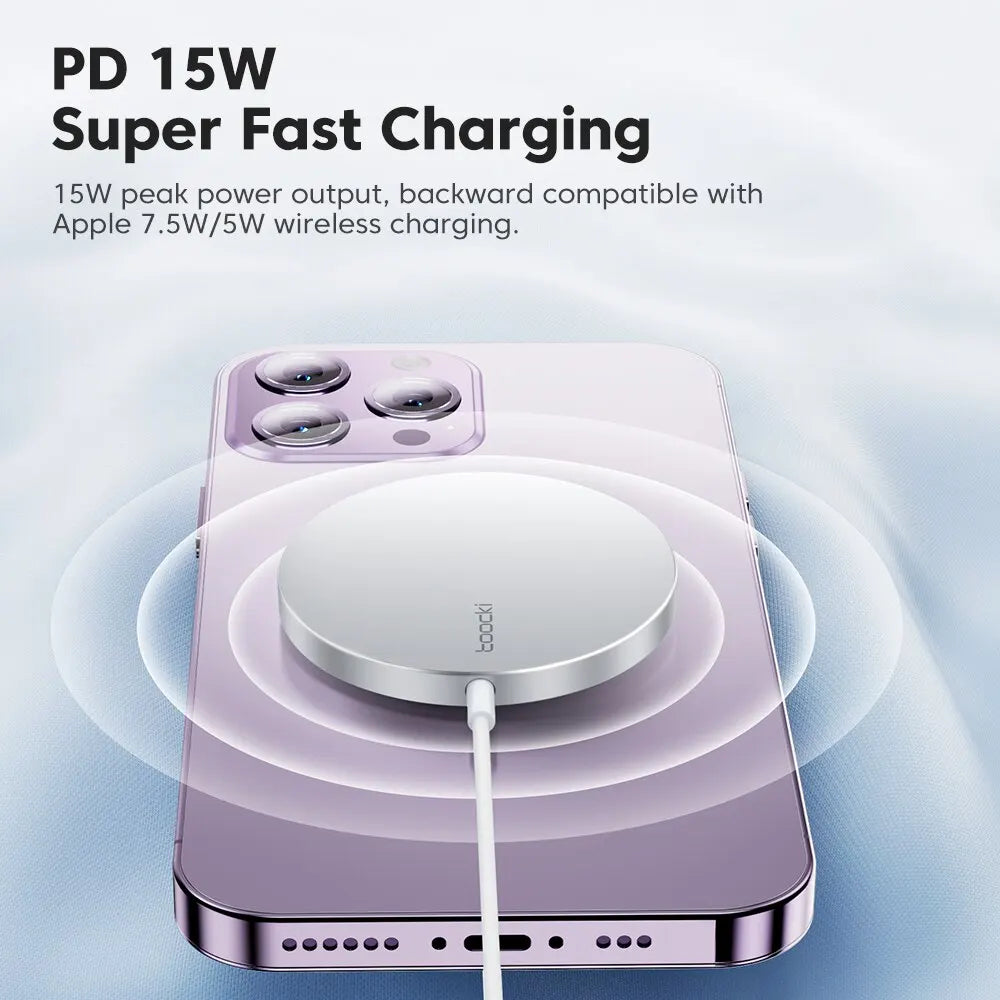 Toocki 15W Magnetic Wireless Charger for iPhone 15/14/13 Pro Max – Fast Charge Mobile Arcade Ltd