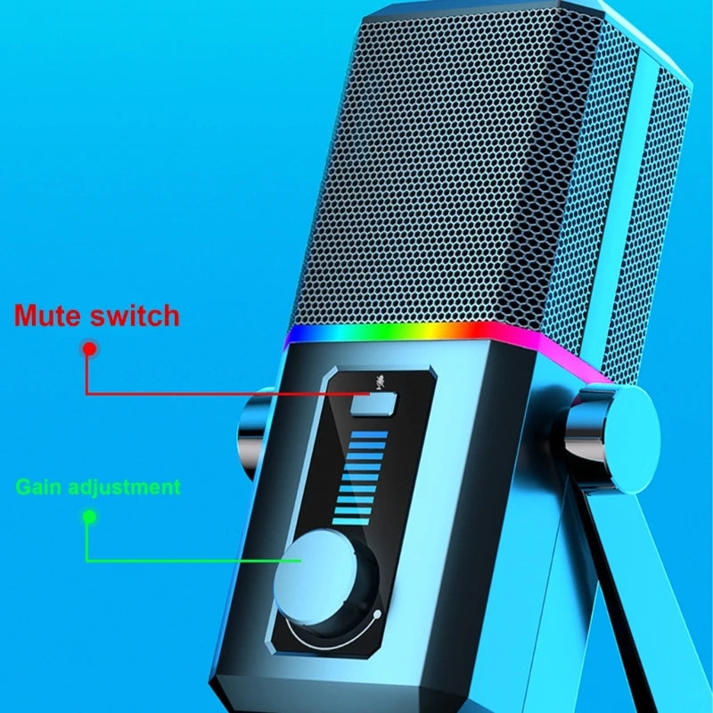 Computer Gaming Mic with LED Light | Desktop Microphone for Streaming & Podcast Mobile Arcade Ltd