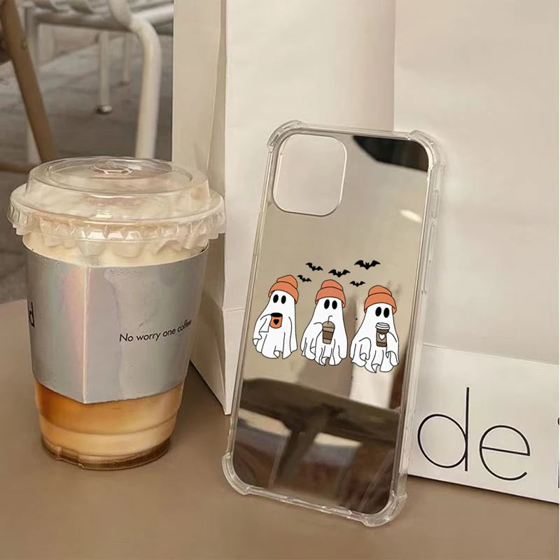 Halloween Retro Ghost Mirror Acrylic Phone Case For iPhone 17 16 15 14 13 12 Mobile Arcade Ltd