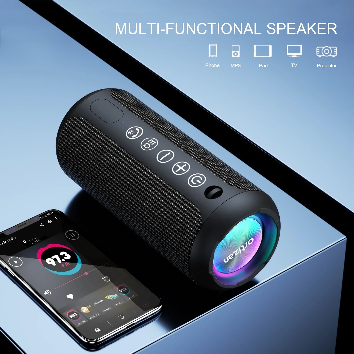 Portable Bluetooth Speaker with Lights, HD Stereo, IPX7 Waterproof, TWS Mobile Arcade Ltd