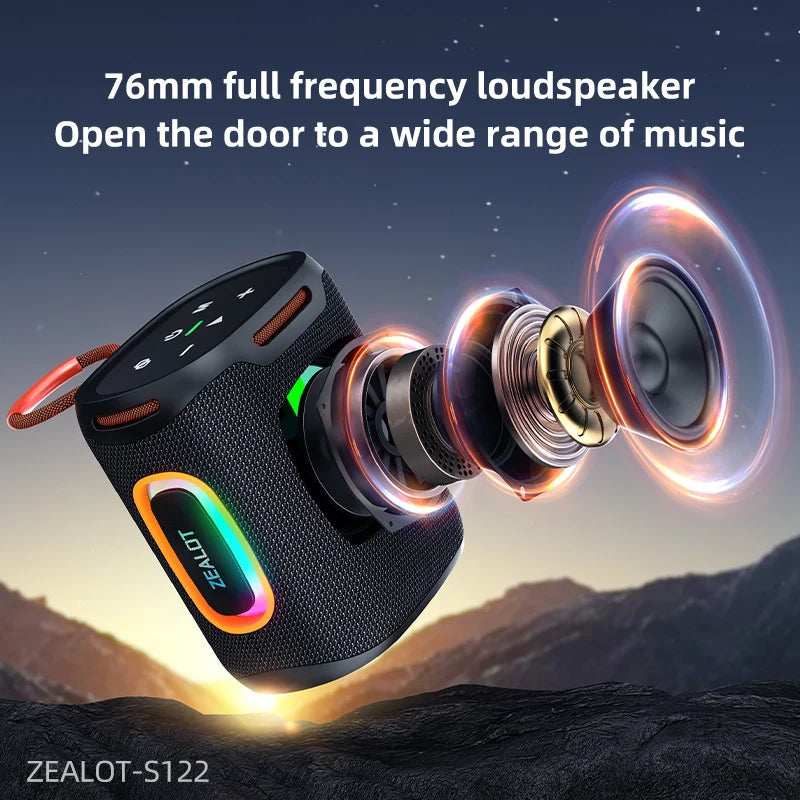 ZEALOT S122 Portable Bluetooth Speaker 5.4 Subwoofer with LED Light Mobile Arcade Ltd