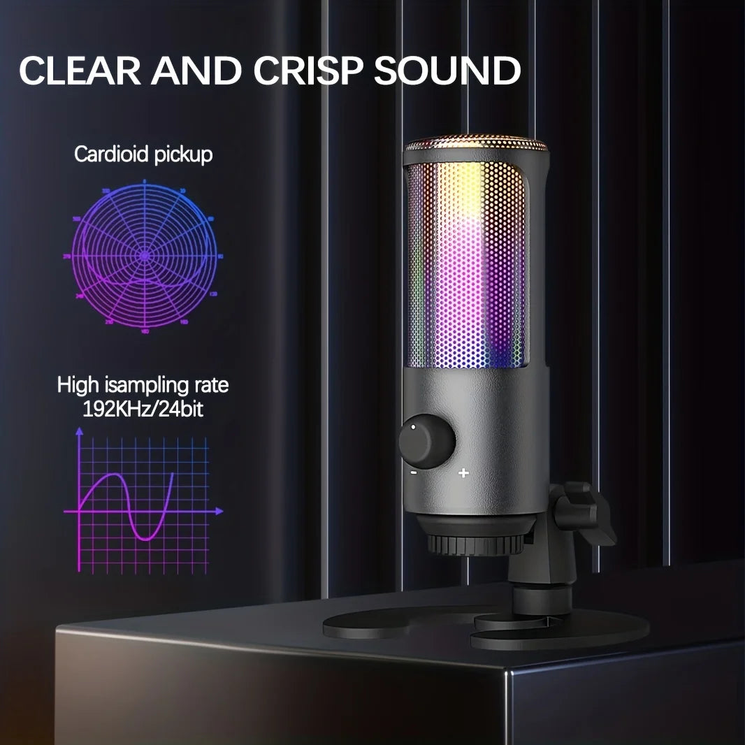 USB Gaming Microphone Kit for PC, PS4/PS5 | Condenser Cardioid Mic Set with RGB Lighting | Ideal for Streaming, Podcasting & Recording Mobile Arcade Ltd