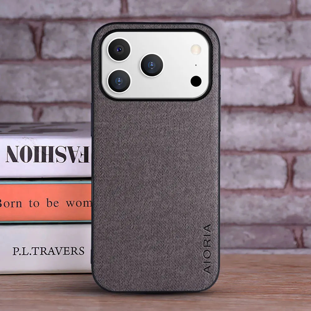 Luxury Textile Leather Case for iPhone 17 Pro Max / 17 Air – Slim Fashion Coque Mobile Arcade Ltd