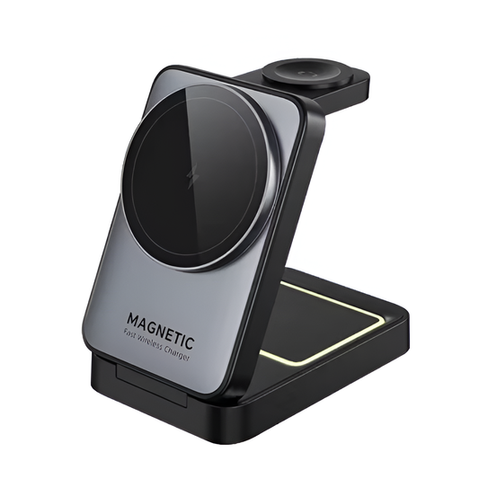Foldable 3-in-1 MagSafe Wireless Charger Stand for iPhone, Apple Watch & AirPods Mobile Arcade Ltd