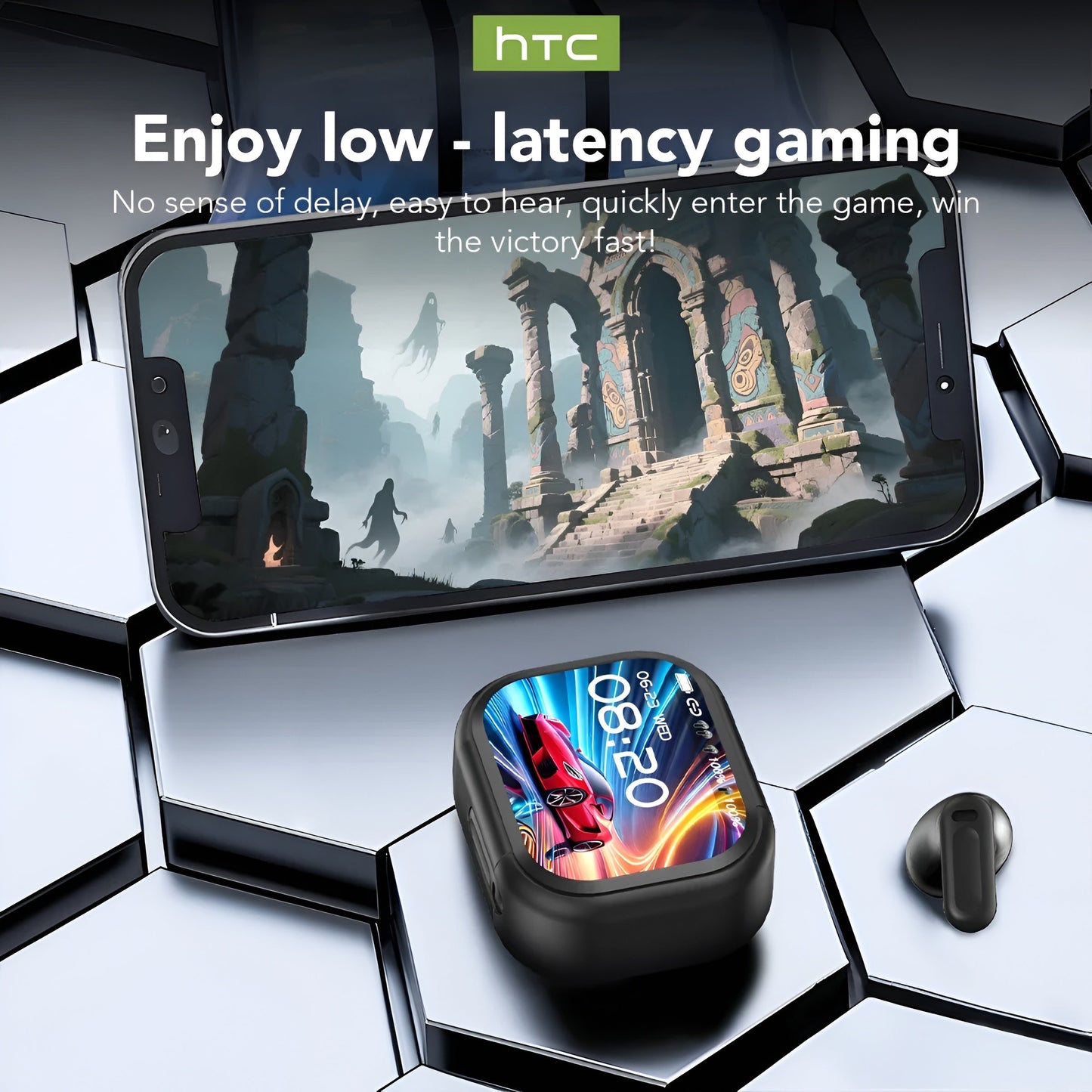 HTC NE20 Bluetooth V6.0 Earphones – AI Translator, LCD, HD Sound, Longlife Mobile Arcade Ltd