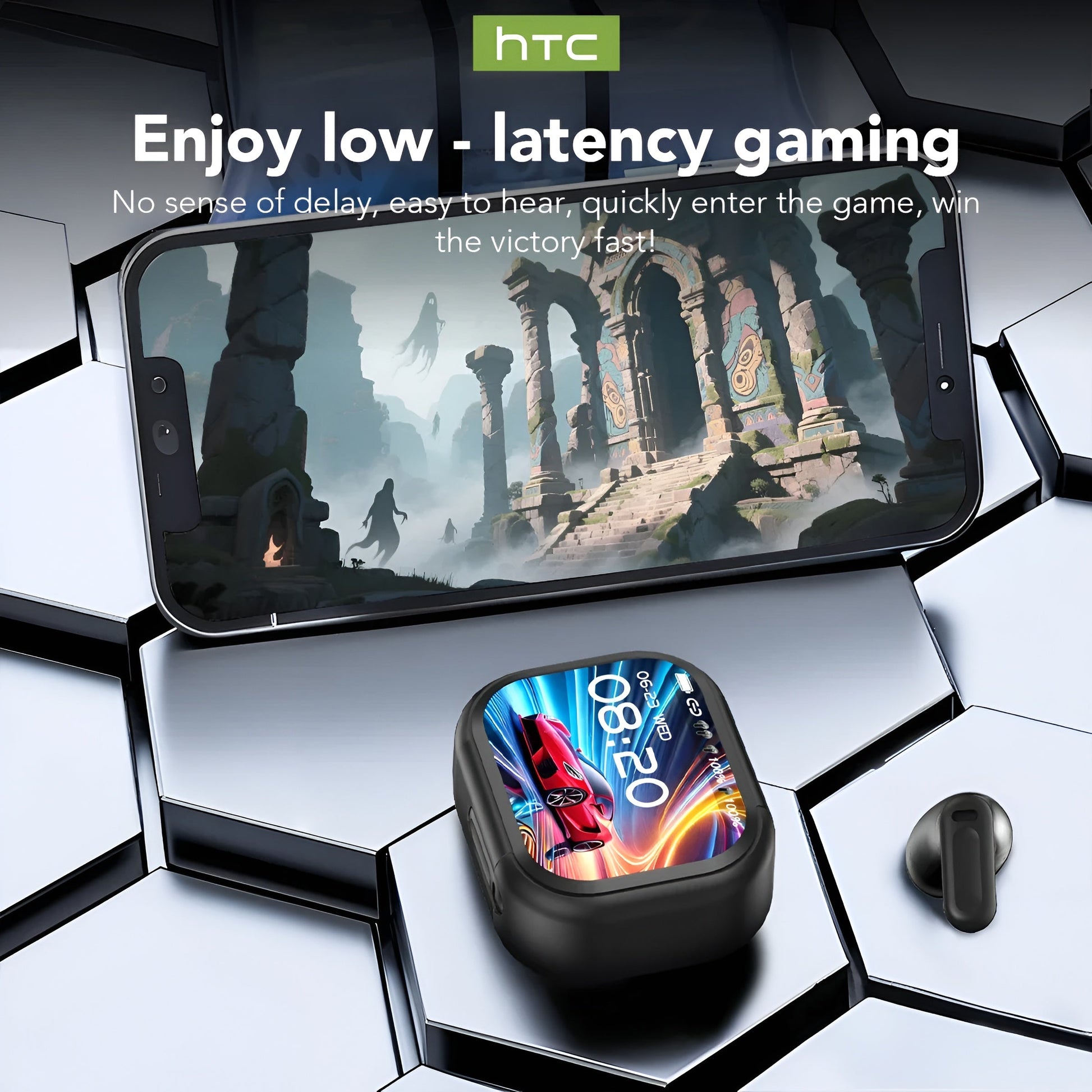 HTC NE20 Bluetooth V6.0 Earphones – AI Translator, LCD, HD Sound, Longlife Mobile Arcade Ltd