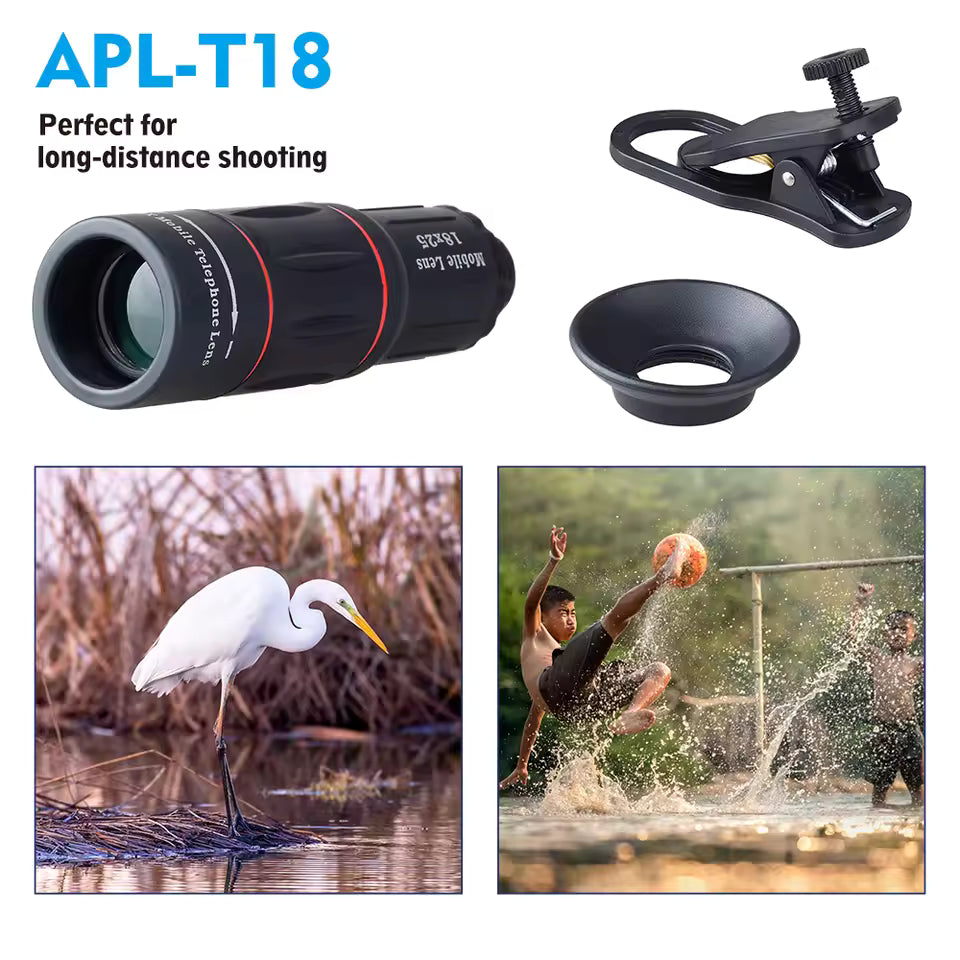 Universal 18X Telephoto Zoom Lens with Tripod & Phone Holder for Smartphones Mobile Arcade Ltd