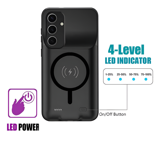 Power Case for Samsung Galaxy A35/A55 | Portable Smart Wireless Charging Cover | 10000mAh MagSafe Battery Pack Power Bank Mobile Arcade Ltd