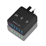 65W 6-Port USB Fast Charger QC3.0 Adapter for iPhone, Samsung, Xiaomi, UK Plug Mobile Arcade Ltd