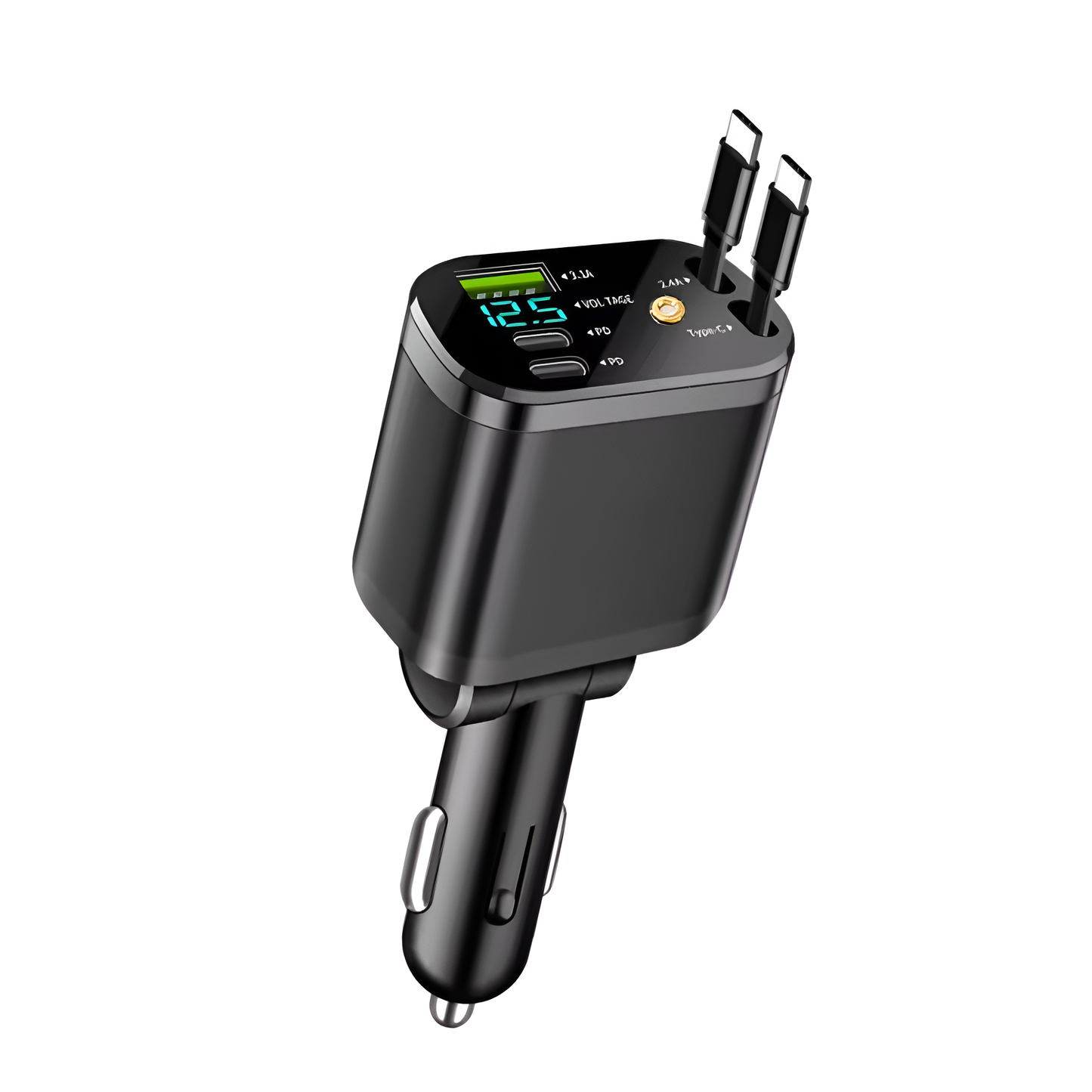 Ultra Fast 5-in-1 USB Car Charger with Dual PD Ports & Smart Voltage Display Mobile Arcade Ltd