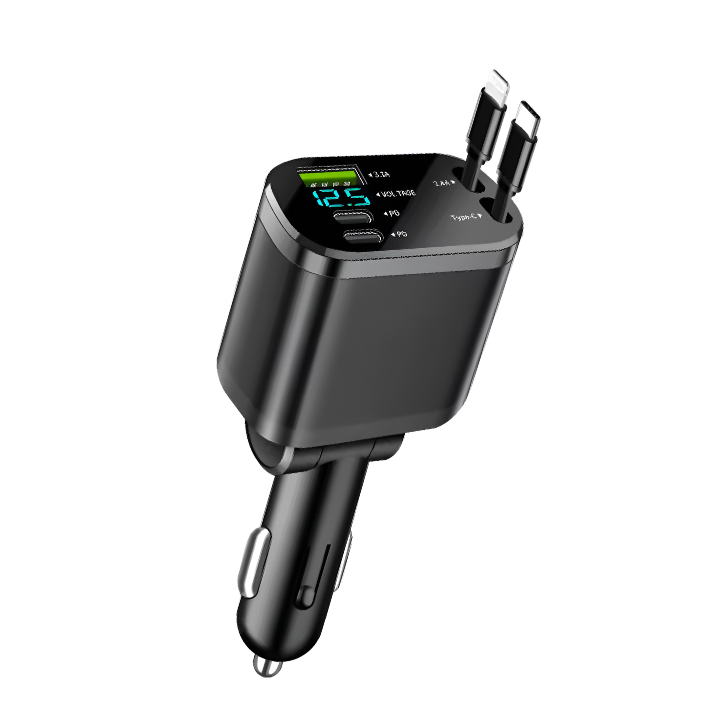 Ultra Fast 5-in-1 USB Car Charger with Dual PD Ports & Smart Voltage Display Mobile Arcade Ltd