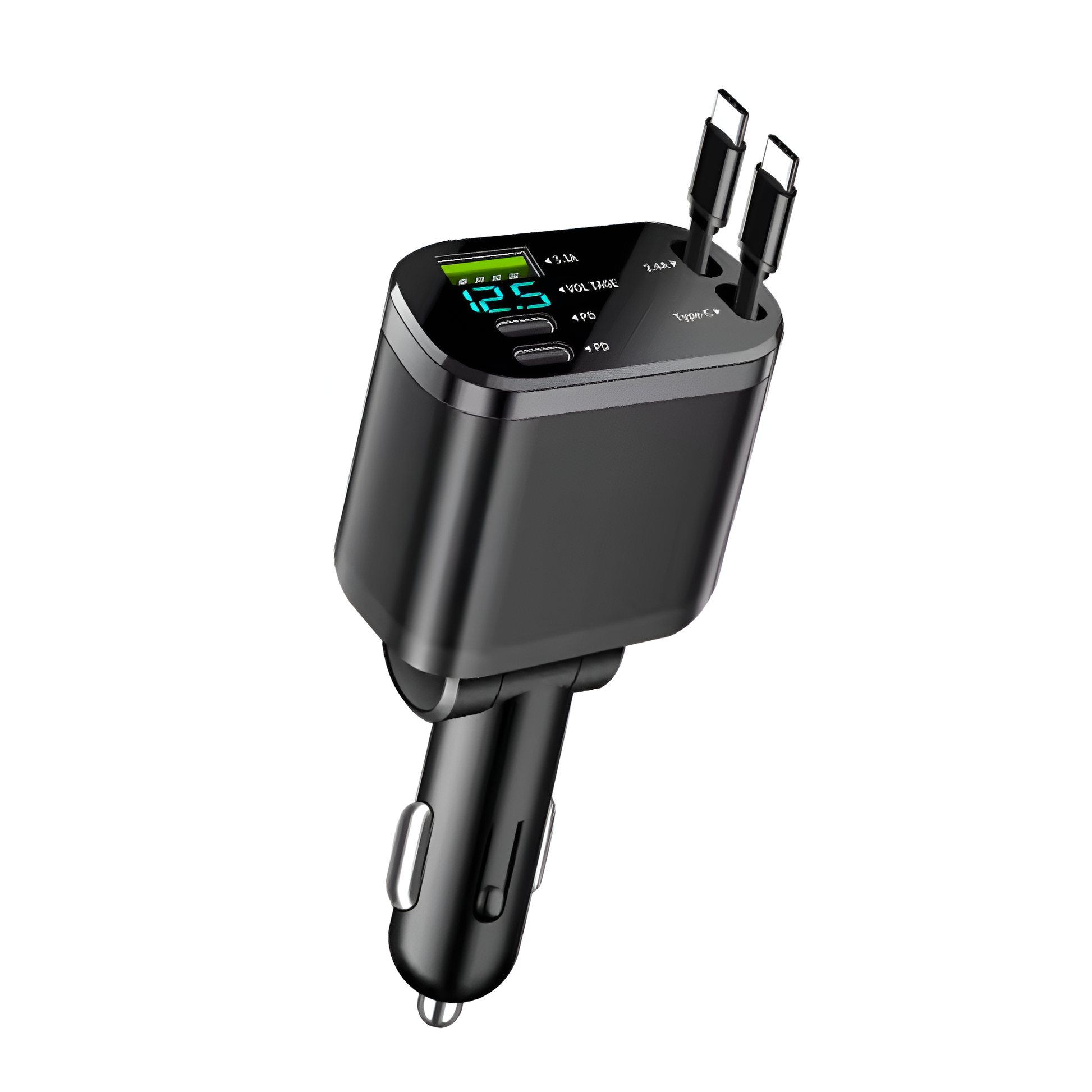 Ultra Fast 5-in-1 USB Car Charger with Dual PD Ports & Smart Voltage Display Mobile Arcade Ltd