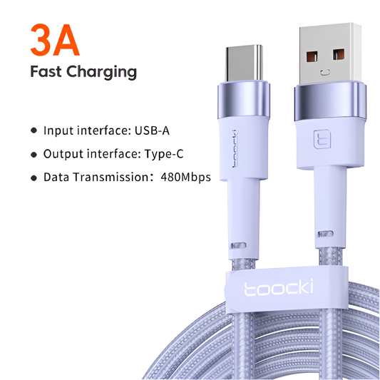 Toocki 3A PD USB-C Fast Charging Cable for Samsung, Xiaomi, OPPO, VIVO, Poco Mobile Arcade Ltd