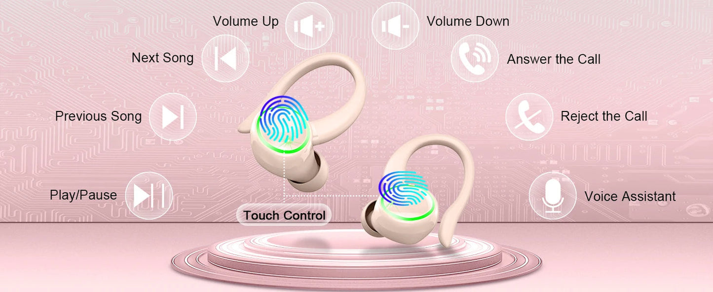 Wireless Sports Earbuds Bluetooth 5.3 with 4 ENC Mics, IPX7, 50H Playback Mobile Arcade Ltd