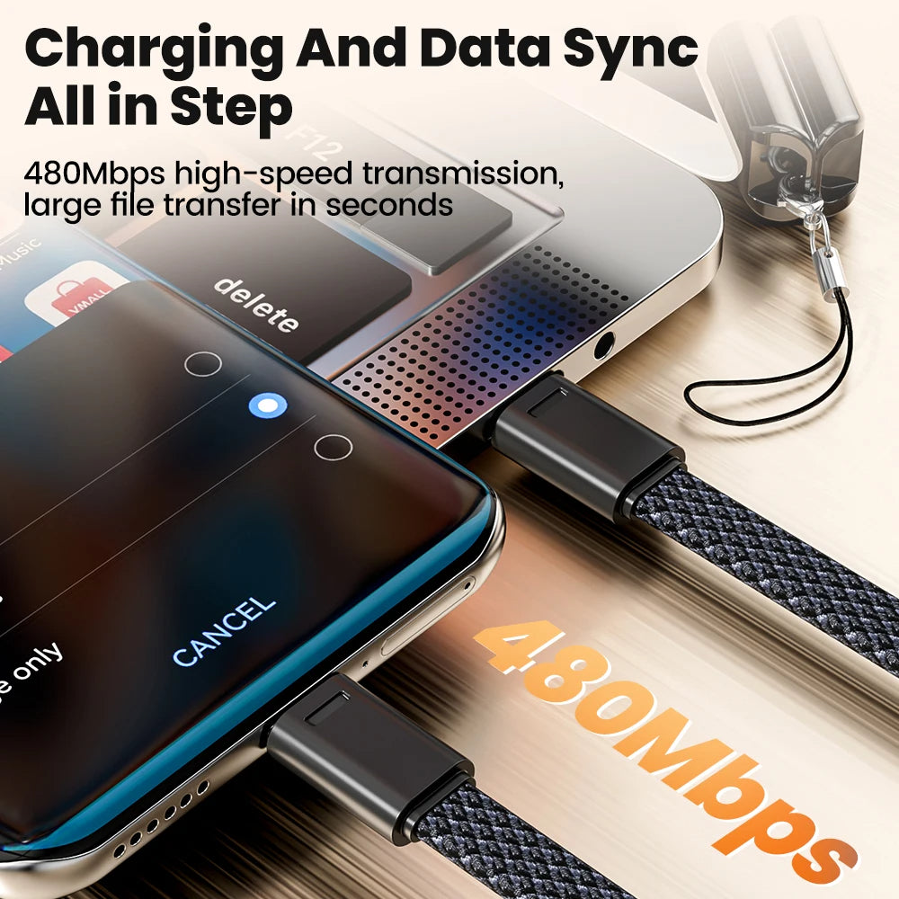 60W Fast Charging USB-C to USB-C Short Cable Keychain – Lanyard Charger for iPhone 15/16, Samsung, Xiaomi, Power Bank Mobile Arcade Ltd