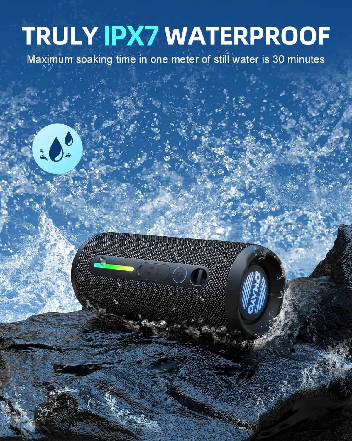 Portable Bluetooth Speaker Wireless with Lights | HD Stereo Sound | IPX7 Waterproof | TWS Pairing | AUX/TF Input | Outdoor Camping Speaker Mobile Arcade Ltd