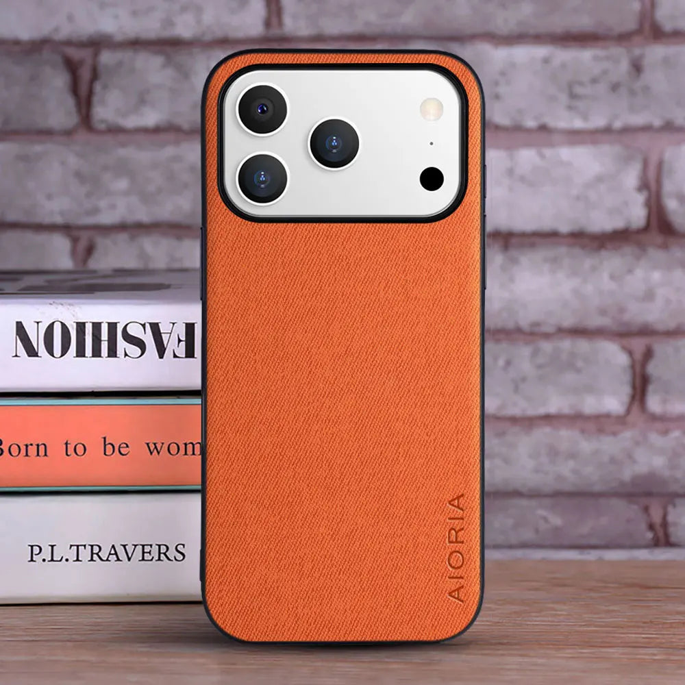 Luxury Textile Leather Case for iPhone 17 Pro Max / 17 Air – Slim Fashion Coque Mobile Arcade Ltd