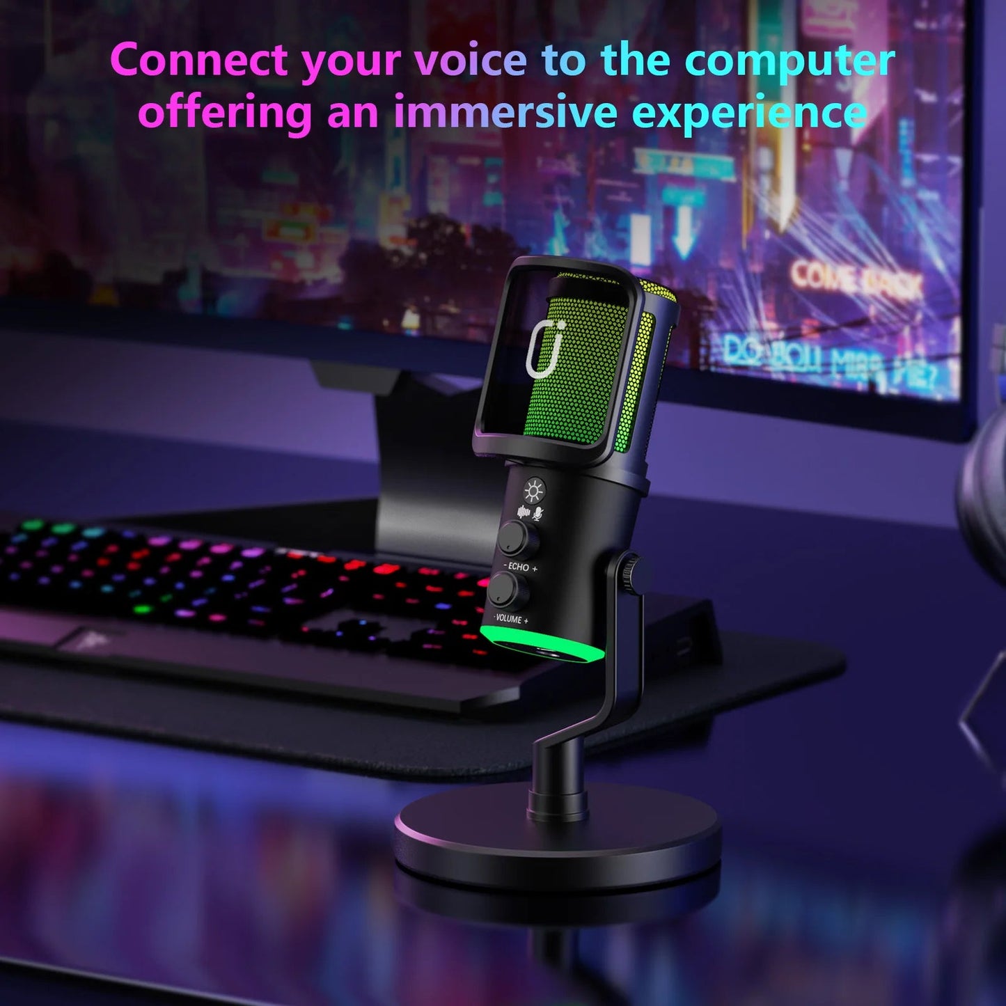 USB/XLR Dynamic Microphone with RGB, Mute Button & Headphone Jack Mobile Arcade Ltd