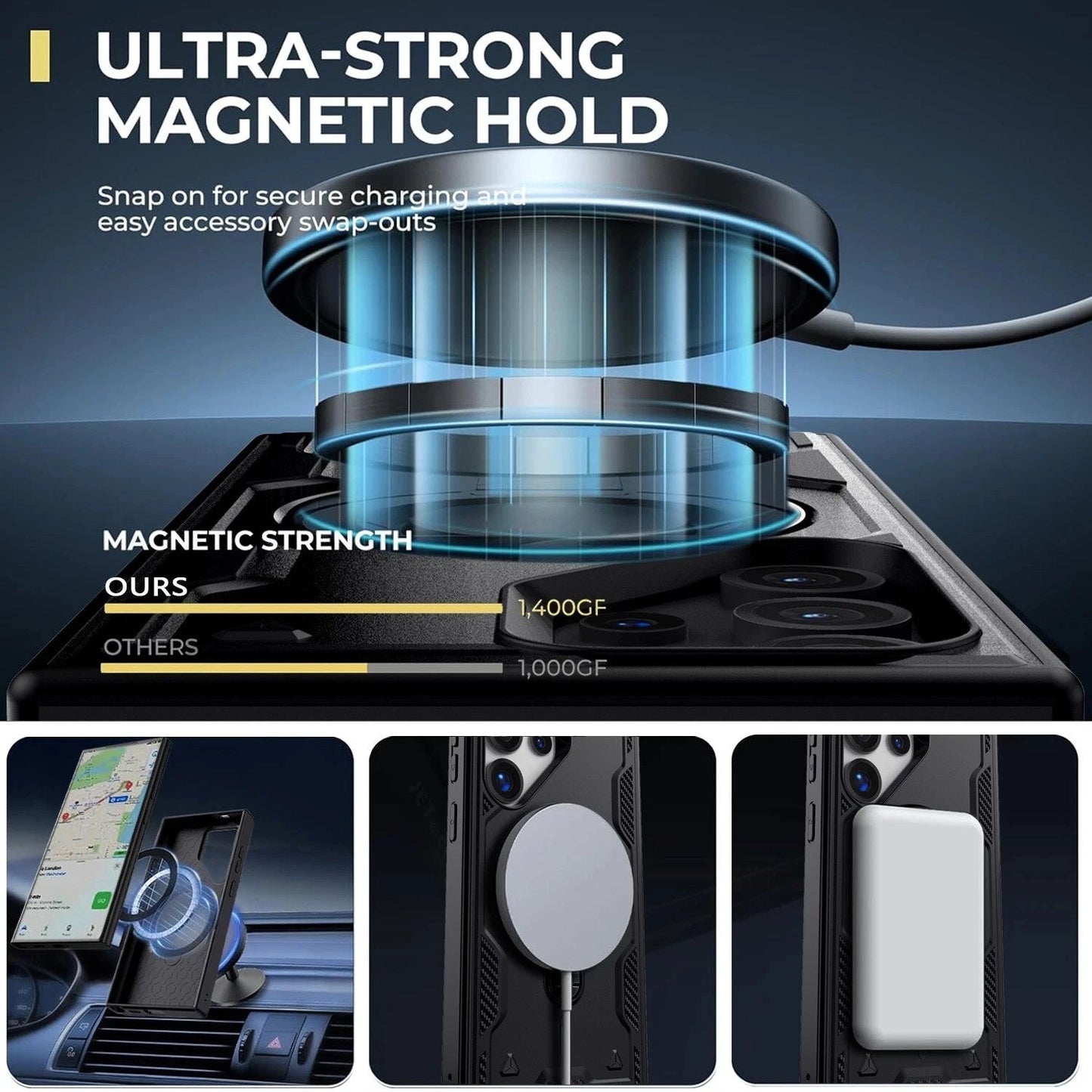 Samsung S25 Ultra Rugged Case with Magnetic Kickstand & Ring Holder Cover Mobile Arcade Ltd