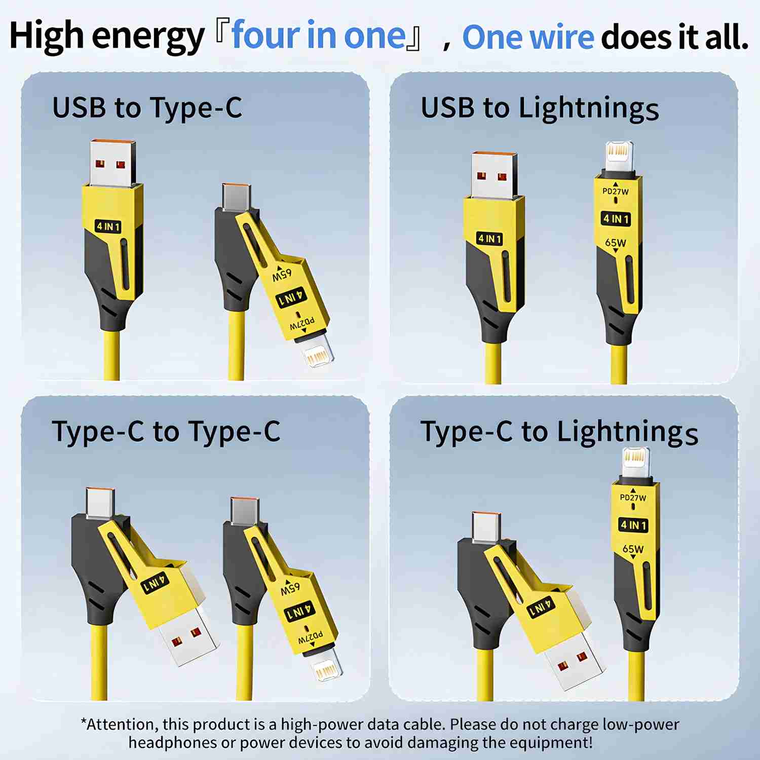 65W 4 in 1 Spring USB Cable Fast Charge Type-C for iPhone, iPad, MacBook Mobile Arcade Ltd