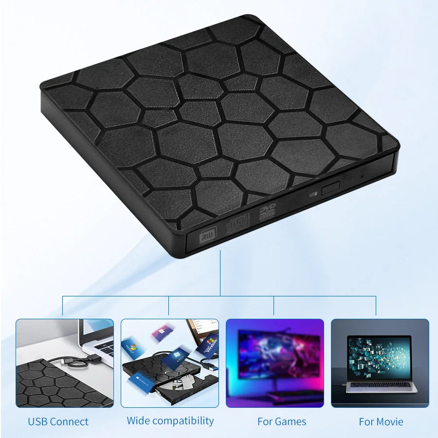 Slim External USB 3.0 Type-C DVD RW Drive | 2-in-1 DVD/CD Writer Burner Mobile Arcade Ltd