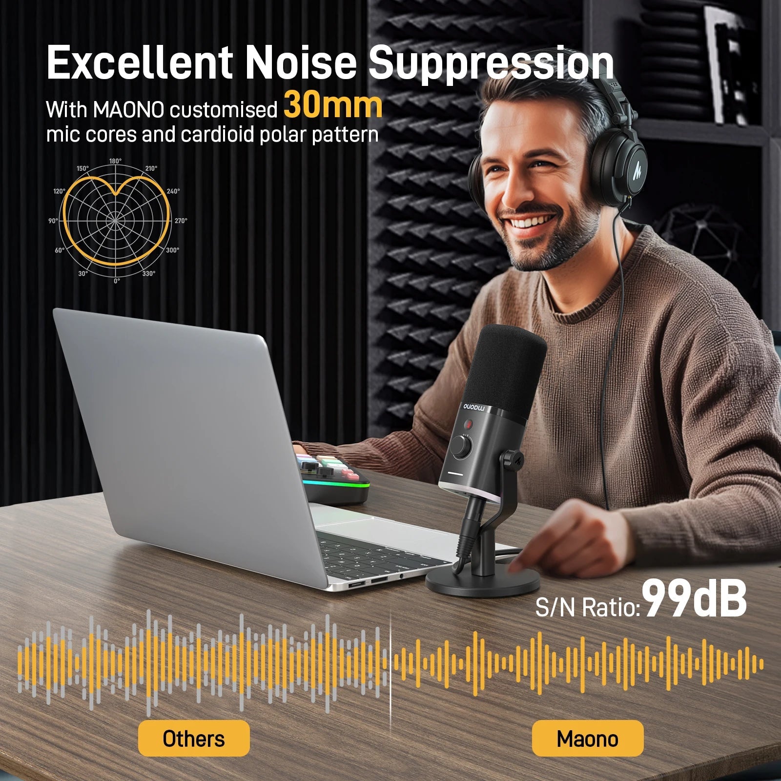 MAONO PD100X Dynamic Microphone with Noise Reduction & RGB Lighting Mobile Arcade Ltd