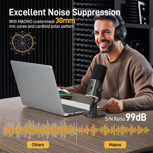 MAONO PD100X Dynamic Microphone with Noise Reduction & RGB Lighting Mobile Arcade Ltd