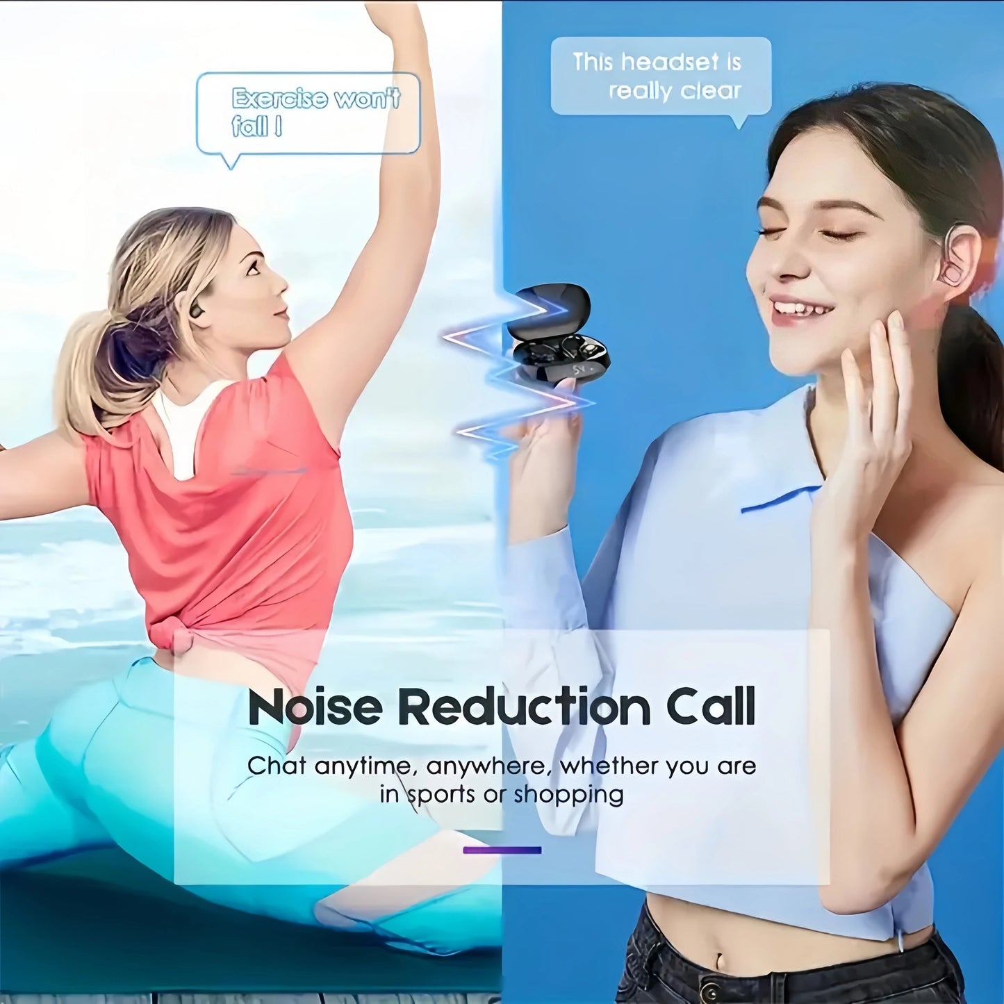 True Wireless Earbuds with Mic | Sports Ear Clip, Stereo Sound & LED Display Mobile Arcade Ltd