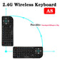 A8 2.4G Wireless Mini Keyboard with Touchpad & 7-Colour RGB Backlight Mobile Arcade Ltd