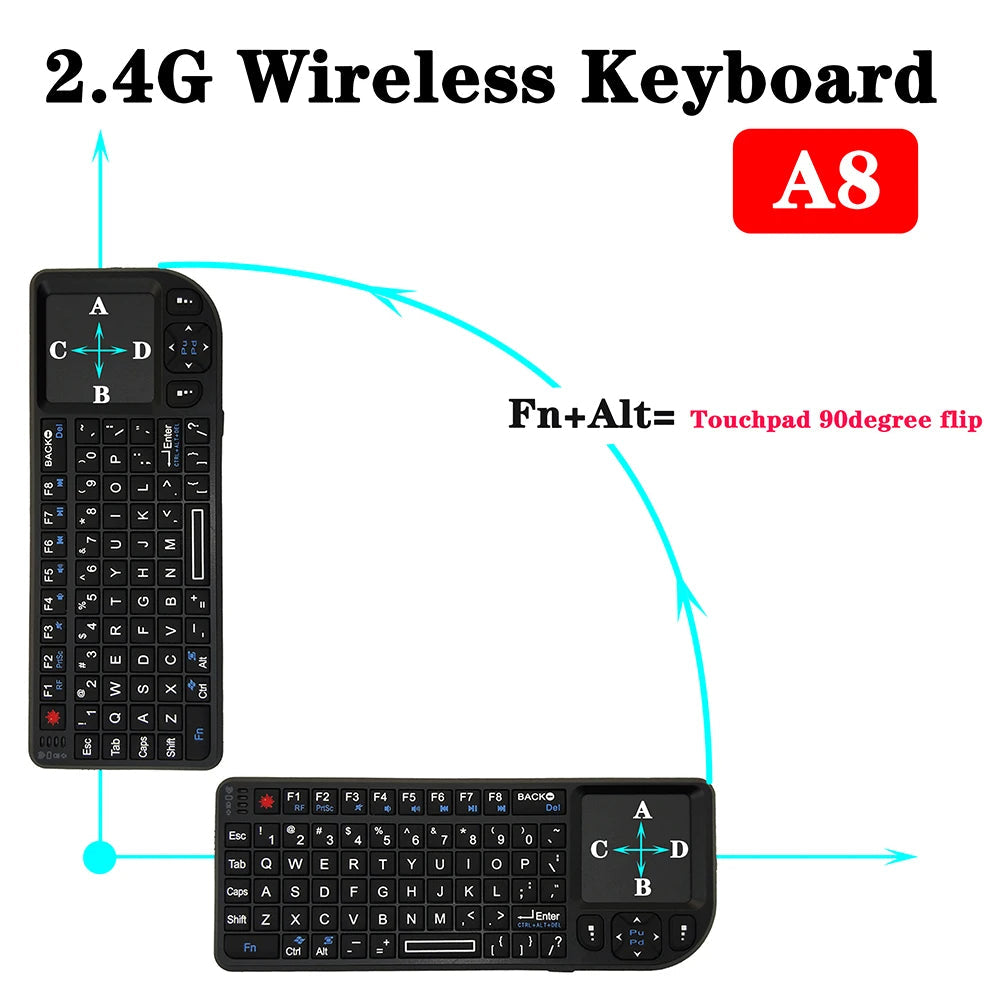 A8 2.4G Wireless Mini Keyboard with Touchpad & 7-Colour RGB Backlight Mobile Arcade Ltd