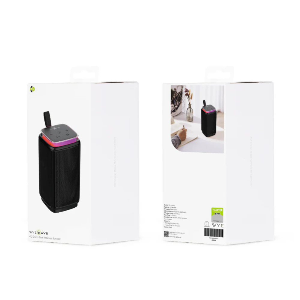 4D Deep Bass Wireless Speaker with RGB Lights & USB-C Charging Mobile Arcade Ltd